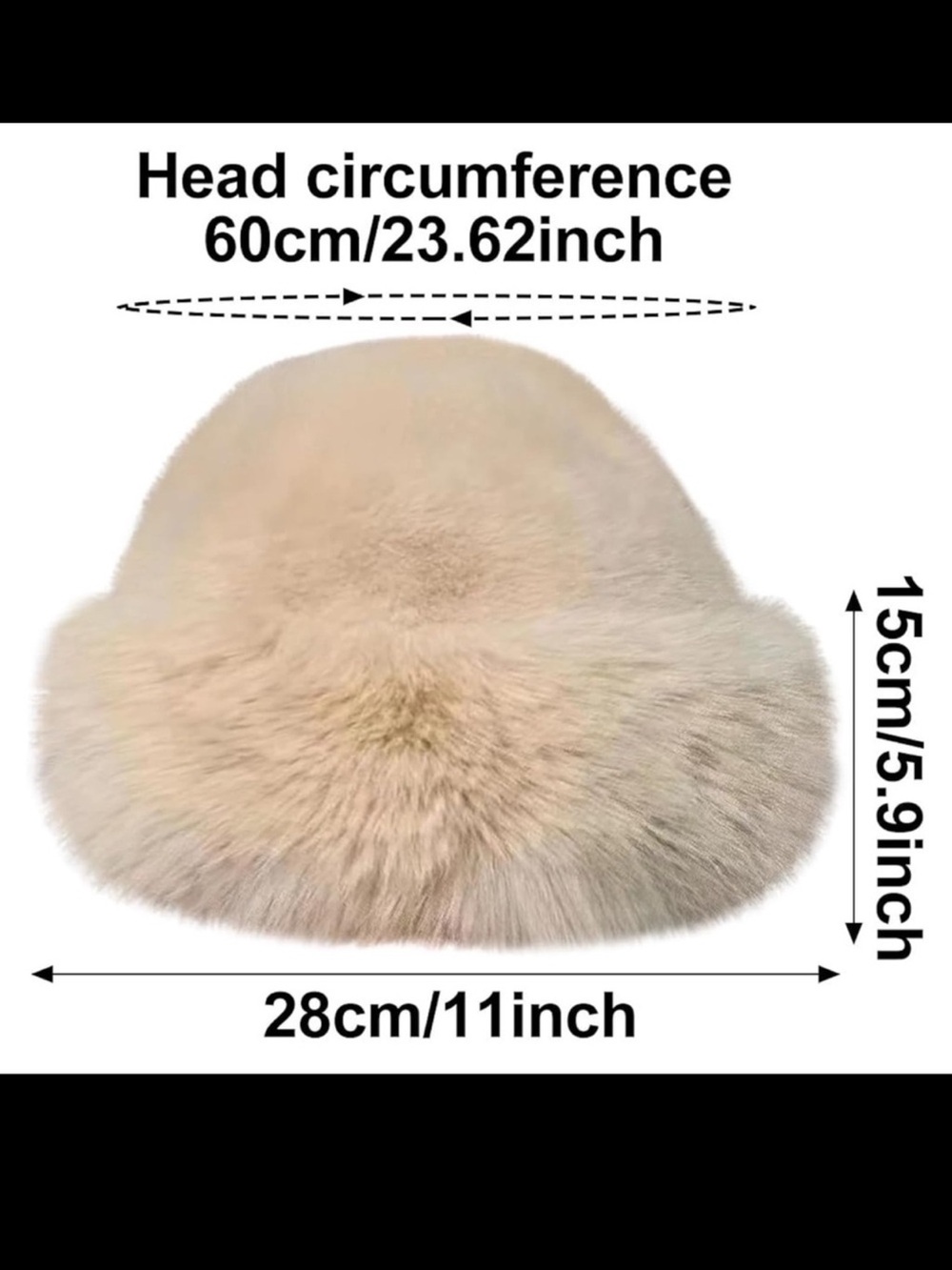 Elegant beige Faux Fur Winter Hat - Soft & Warm Russian Style - Picture 3 of 5